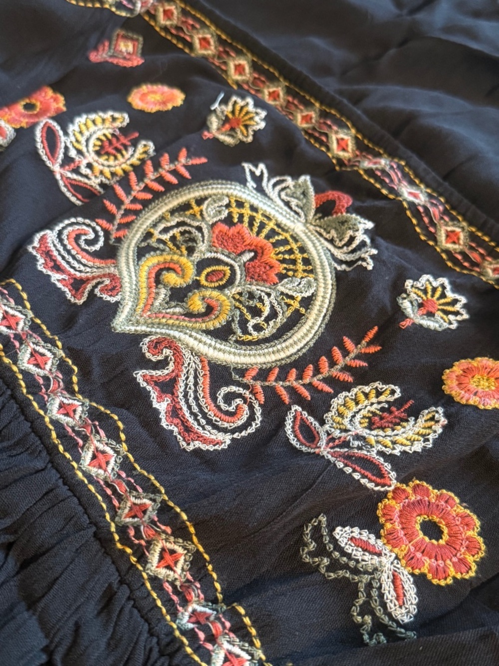 Strapless black embroidered dress